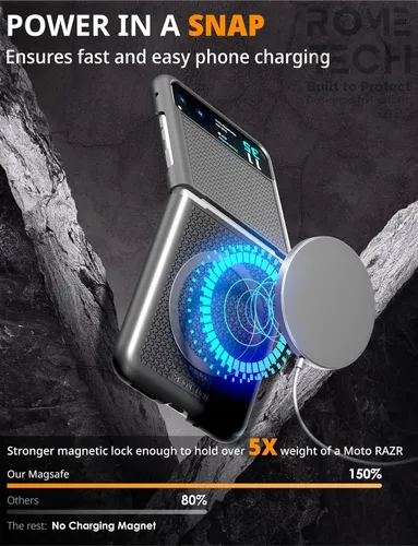 Vista 4 de Funda diseñada para Motorola RAZR (2023) con funda de clip para cinturón, compatible con cargadores Magsafe, funda de teléfono de doble capa a