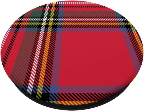 Vista 2 de PopSockets de Navidad a cuadros rojos PopGrip intercambiables