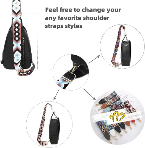Vista 5 de WSRYDJDL Bolsa de pecho para mujer, bolso bandolera pequeño de piel sintética, mochila de hombro para viajes, senderismo, ciclismo
