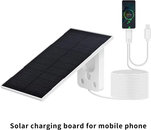Vista 2 de Panel solar impermeable portátil de 3 W 5 V con soporte ajustable micro USB y tipo C de 6 pies para cámara de seguridad de anillo al aire libre