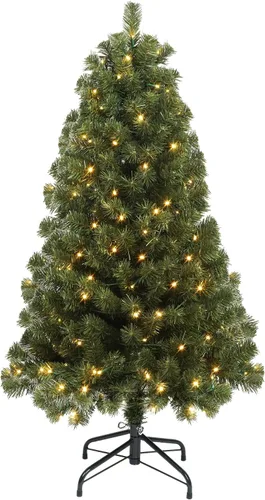 Vista 9 de Árbol de Navidad preiluminado de 6.5 pies, árbol de Navidad artificial con 250 luces LED, soporte de metal de 850 puntas y ramas con bisagras
