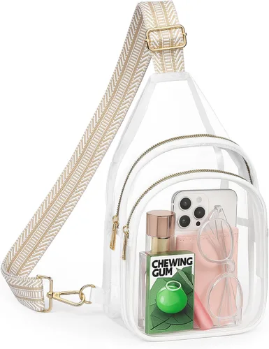 Vista 9 de HULISEN Bolso bandolera transparente para eventos de estadio, bolso transparente para mujeres, bolso cruzado aprobado por estadios para fanáticos