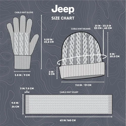 Vista 6 de Jeep Conjunto de bufanda, gorro y guantes de punto trenzado de 3 piezas para mujer, talla única
