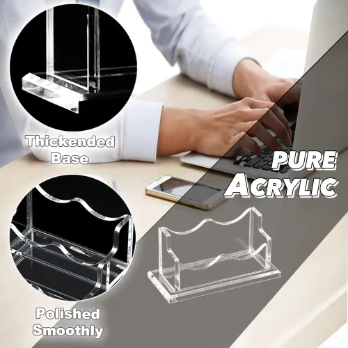 Vista 3 de PARTSPOWER Paquete de 2 soportes acrílicos para tarjetas de visita para escritorio, soporte de exhibición horizontal transparente para tarjetas