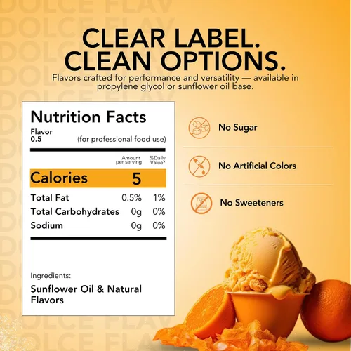 Vista 6 de Dolce Flav Extracto Natural de Naranja – 2 Onzas Soluble en Aceite Kosher, Sin Azúcar, Sabor Cítrico Concentrado para Dulces, Chocolates y Postres