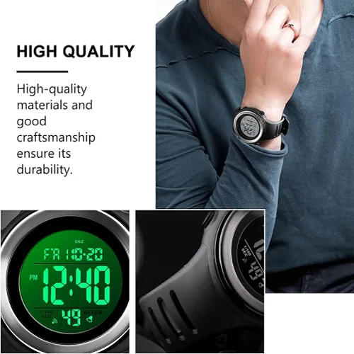 Vista 9 de Hemobllo Reloj electrónico luminoso simple del estudiante del reloj digital del reloj del deporte impermeable