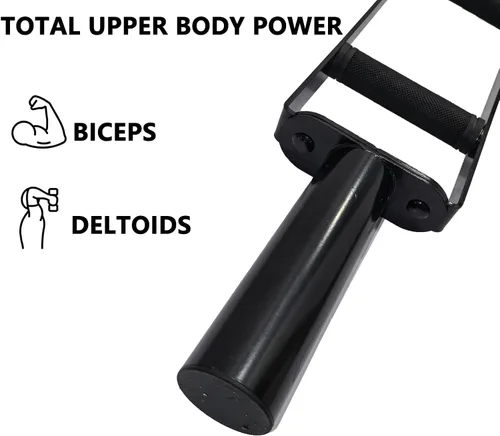 Vista 4 de Barra olímpica tríceps para gimnasio en casa de levantamiento de pesas para entrenamiento de fuerza con empuñaduras de goma, para peso muerto