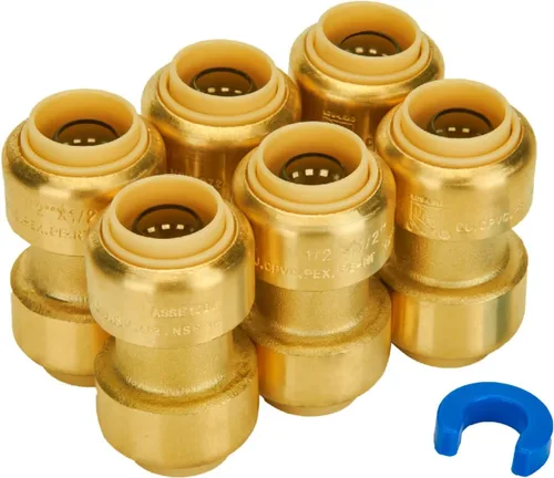 Vista 22 de SUNGATOR Acoplamiento recto a presión de 1 pulgada, PEX de empuje para conectar, cobre, CPVC, accesorios de plomería de latón sin plomo con clip