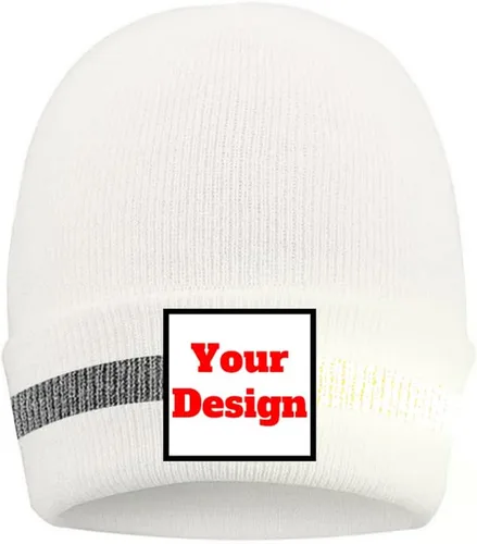 Vista 16 de Hi Vis - Gorro de seguridad para personalizar tu logotipo, gorro de punto de invierno con tiras reflectantes unisex