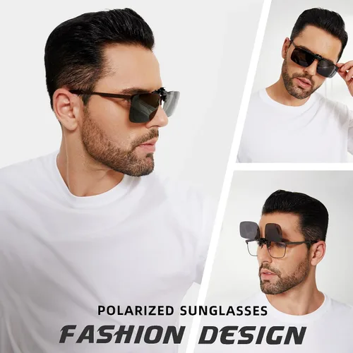 Vista 2 de LADEESSE 4-Pack Polarized Clip-On Sunglasses for Women Men,Over Prescription Glasses with UV Protection
