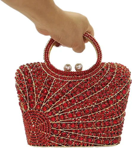 Vista 2 de HUANG ZHUANG Elegante cesta de cristal embrague mujeres Rhinestone bolso de noche boda fiesta formal banquete monederos bolso