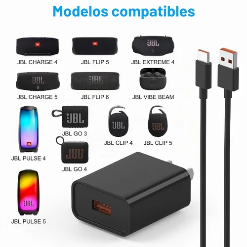 Vista 3 de Cargador rápido USB para JBL Charge 4, Charge 5, JBL Flip 5, Flip 6, JBL Pulse 4, Pulse 5, Clip4, Clip5, JRPOP, auriculares inalámbricos Bluetooth