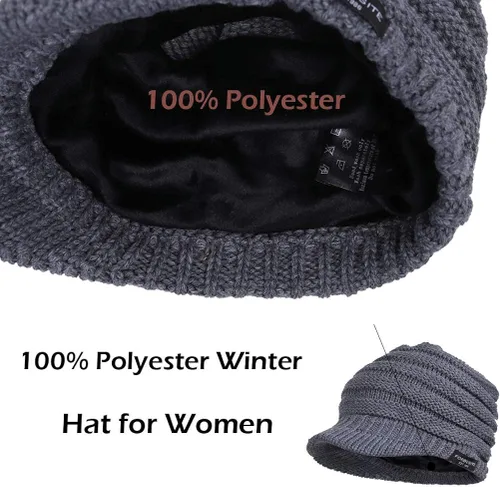 Vista 6 de FORBUSITE Gorro de punto cálido para mujer con diseño de cola de caballo para coleta, gorro B085
