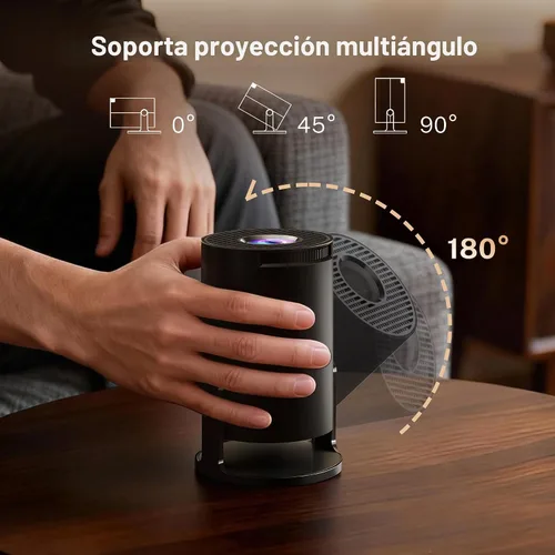 Vista 7 de Mini proyector con WiFi 6 y Bluetooth 5.4 Keystone vertical automático integrado Android 14 OS, 1080P 4K compatible con proyector giratorio portátil