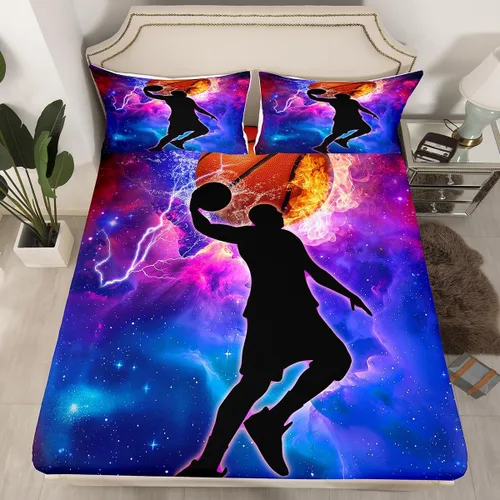 Vista 11 de Erosebridal Sábana bajera ajustable de béisbol tamaño individual, juego de cama de juegos deportivos para niños, niñas, adolescentes y adultos