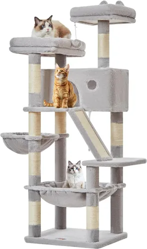 Vista 93 de Taoqimiao Árbol para gatos de 57.5 pulgadas, torre para gatos de interior para adultos, condominio extragrande para gatos, 8 postes rascadores