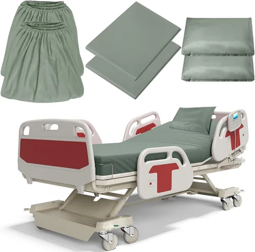 Vista 22 de Moukeren Juego de sábanas de hospital, 6 piezas, sábana bajera ajustable de bolsillo profundo de 36 pulgadas con elástico en todo el contorno, Beige