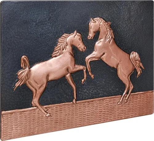 Vista 2 de Kitchen Backsplash, Two Rearing Horses Copper Backsplash, Custom Copper Backsplash Panel, Handmade Copper Backsplash Tile, Indoor Outdoor Wall Decor