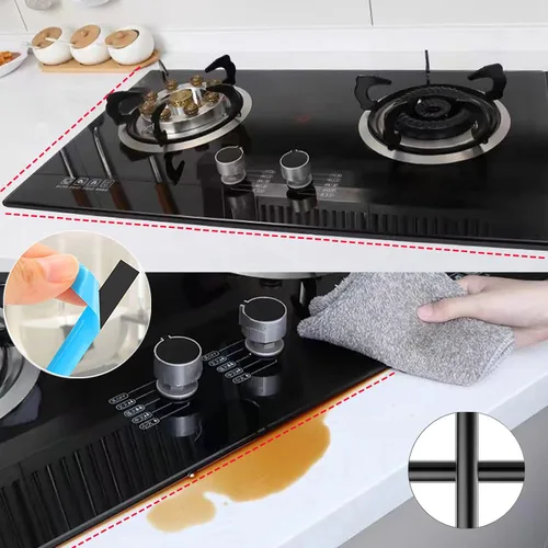 Vista 6 de Cinta de calafateo autoadhesiva, cinta de calafateo de PU para bañera, baño, inodoro, cocina (Ancho: 7.5 mm, negro)