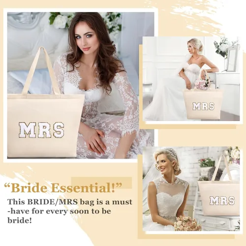 Vista 6 de izuzta Bolsa de lona de felpilla para mujeres y niñas, bolsa de maquillaje grande y bonita de viaje con cremallera y asa, Señora, beige