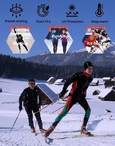 Vista 6 de Paquete de 5 o 4 camisas de compresión térmica para hombre, forro polar, manga larga, capa base atlética, equipo de entrenamiento para clima frío