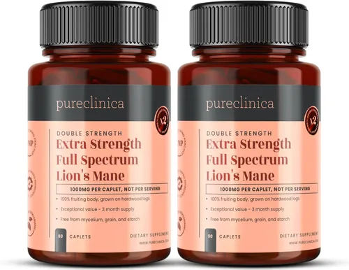 Vista 6 de pureclinica Extracto de hongo melena de león de espectro completo (15:1) 1000 mg por comprimido - 90 cápsulas - suministro de 3 meses - 30%