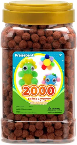Vista 29 de Praisebank Pompones Negros - 2000 piezas, 1cm, Ideales para Artes y Manualidades, Bolas de Pompón en Frasco