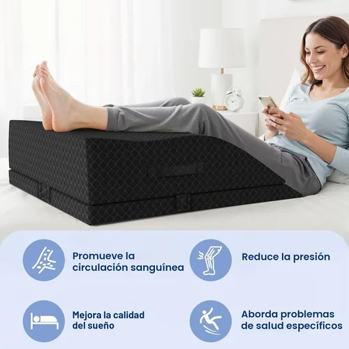 Vista 4 de Almohadas de elevación para pierna después de la cirugía, almohada de cuña ajustable de espuma viscoelástica para lesiones o descanso, almohada