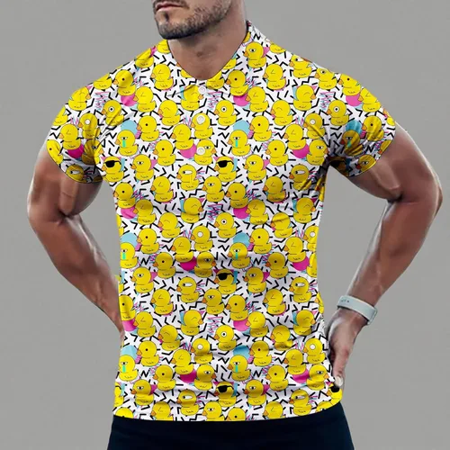 Vista 5 de Camisas de golf para hombre, ajuste seco, clásico, gafas de sol, pato, de goma, manga corta, atuendo casual