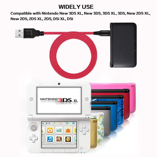 Vista 4 de BATSOEASY Paquete de 2 cables de carga USB 3DS2DS de 5 pies, cable de carga trenzado de nailon compatible con Nintendo 3DS2DSDSi