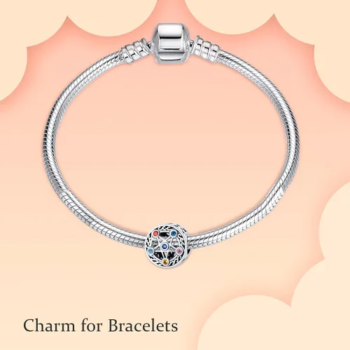 Vista 4 de NJXINJIABO 925 Sterling Silver Flower Charms for Bracelets and Necklaces Summer Fruit Dangle Pendants Beads Charms Jewelry Gift for Women Girls