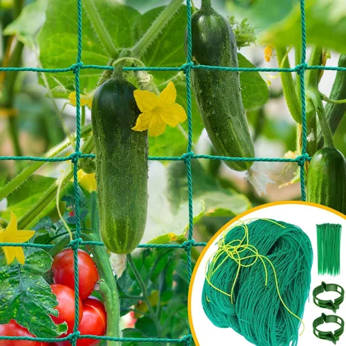 Vista 8 de Red de enrejado de jardín para plantas trepadoras al aire libre, red de plantas de 6.6 x 8.2 pies para pepino, tomate, 27 hebras de red de enrejado