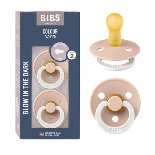Vista 161 de BIBS - Paquete de 2 chupetes para bebés, goma natural libre de bisfenol A, hechos en Dinamarca, colección Colour, para bebés de 18+ meses, azul bebé