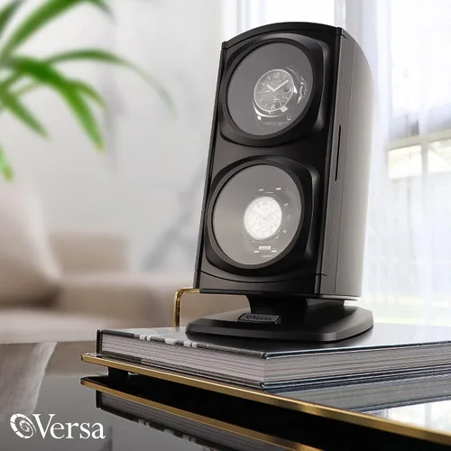 Vista 5 de Nueva actualización Versa, reloj de cuerda doble automática, negro