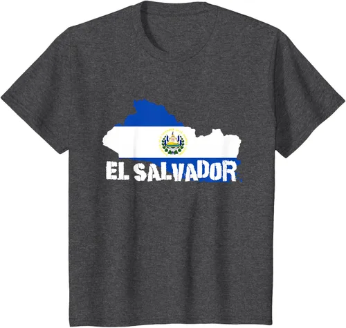 Vista 32 de Camiseta con la bandera de El Salvador, mapa de El Salvador, camiseta de Salvador para mujer, Negro
