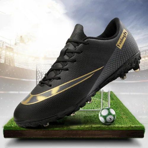 Vista 6 de Tacos de fútbol bajos de cuero, de grado profesional con cordones, ideales para entrenamiento y competición en terreno firme y césped, unisex