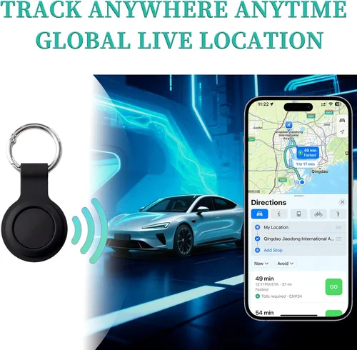Vista 2 de Paquete de 2 rastreadores GPS y 2 llaveros para vehículos que funcionan con Find My (solo iOS) en tiempo real Mini localizador de automóvil oculto