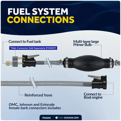 Vista 6 de Five Oceans Conjunto de línea de combustible para barco marino con kit de bombilla de imprimación, compatible con OMC/Johnson/Evinrude, 3/8 pulgadas
