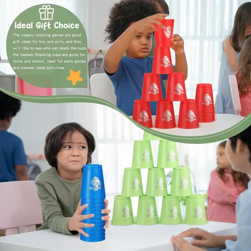 Vista 6 de Libima Juego de 48 tazas deportivas apilables, juegos clásicos, juego de entrenamiento de velocidad para niños y niñas, adultos, fiesta familiar