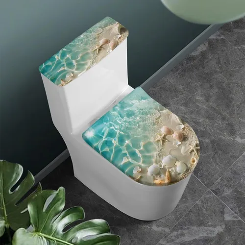 Vista 39 de Flashideas Juego de cubierta para tanque y tapa de inodoro con estampados de patas de perro coloridas - Elástico, se adapta a la mayoría de tanques
