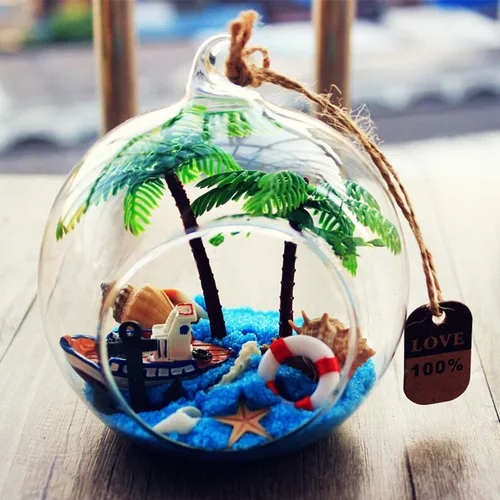 Vista 5 de 42 piezas de palmera de coco, 20 piezas de mini palmeras artificiales de plástico, 22 piezas de concha y estrellas de mar para decoración