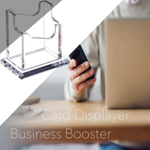 Vista 5 de PARTSPOWER Tarjetero acrílico para escritorio, soporte vertical transparente para tarjetas de presentación, accesorio de escritorio, organizador