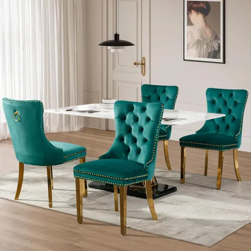 Vista 65 de Juego de 2 sillas de comedor tapizadas de tela de lino, sillas de cocina modernas de mediados de siglo con respaldo alto, ribete de cabeza de clavo