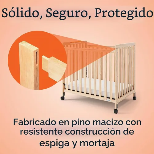 Vista 5 de Foundations SafetyCraft - Cuna de guardería compacta con listones, natural Marrón