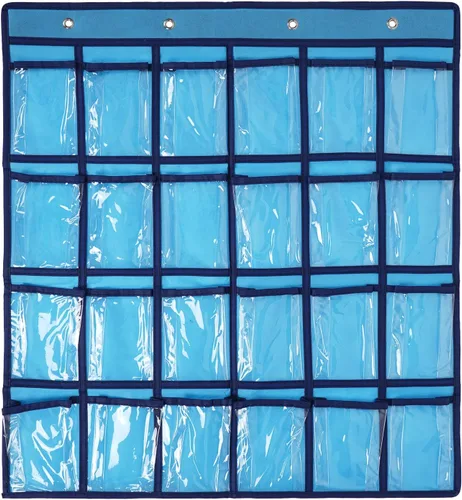 Vista 14 de Organizador para colgar sobre la puerta, para el aula, para colgar en la pared, puerta, armario, bolsa de almacenamiento de tela duradera, 12 Beige