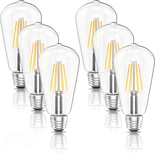Vista 12 de Ralbay Bombillas LED Edison ST48 vintage equivalentes a 60 vatios, paquete de 6, luz blanca natural brillante de 4500 K, bombillas de filamento LED
