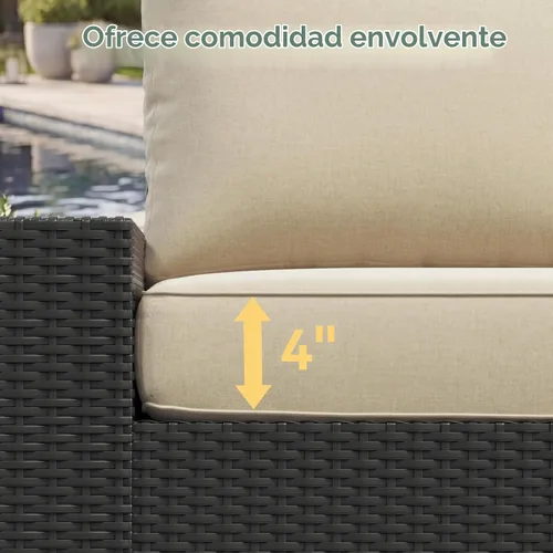 Vista 5 de Aoxun Juego de muebles de patio con reposabrazos anchos de 10 piezas