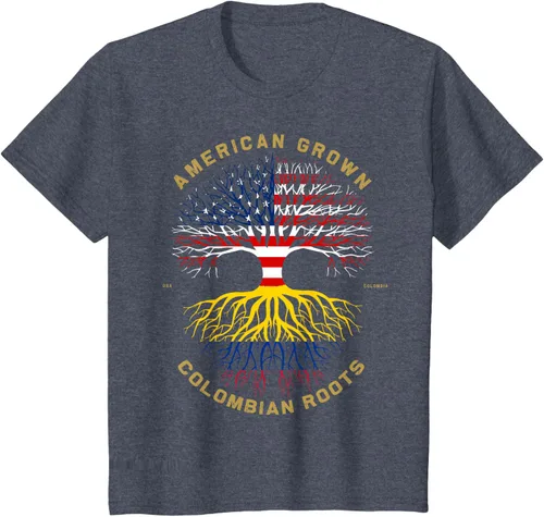 Vista 88 de Camiseta de regalo con la bandera de Estados Unidos con árbol de raíces colombianas