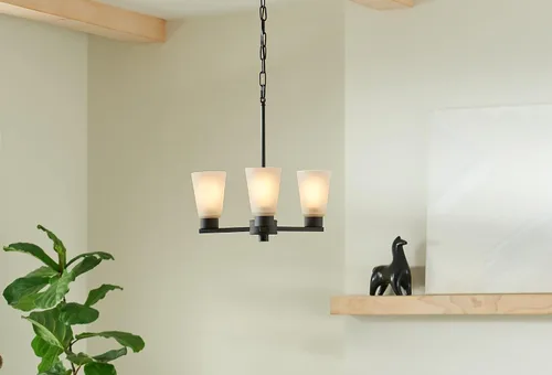 Vista 8 de Kichler Stamos - Candelabro de 3 luces, lámpara de techo moderna para sala de estar, comedor, dormitorio o vestíbulo, en bronce envejecido®