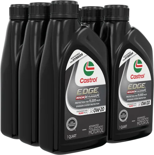 Vista 14 de Castrol EDGE High Mileage 0W-20 Advanced - Aceite de motor sintético completo, 1 cuarto de galón, paquete de 6